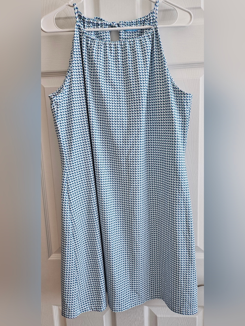 J Mc Laughlin XL Halter Dress White Navy Green With Bra
